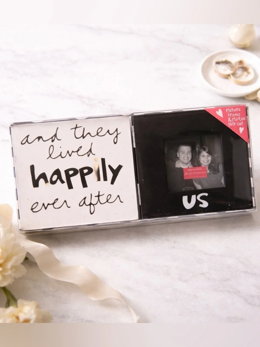 NIB Happily Ever After Folding Picture Frame & Plaque | Wedding Gift Decor